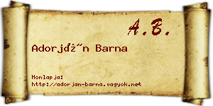 Adorján Barna névjegykártya